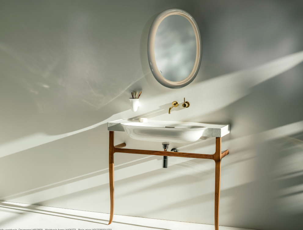 Laufen dual black vessel sinks on floating vanity