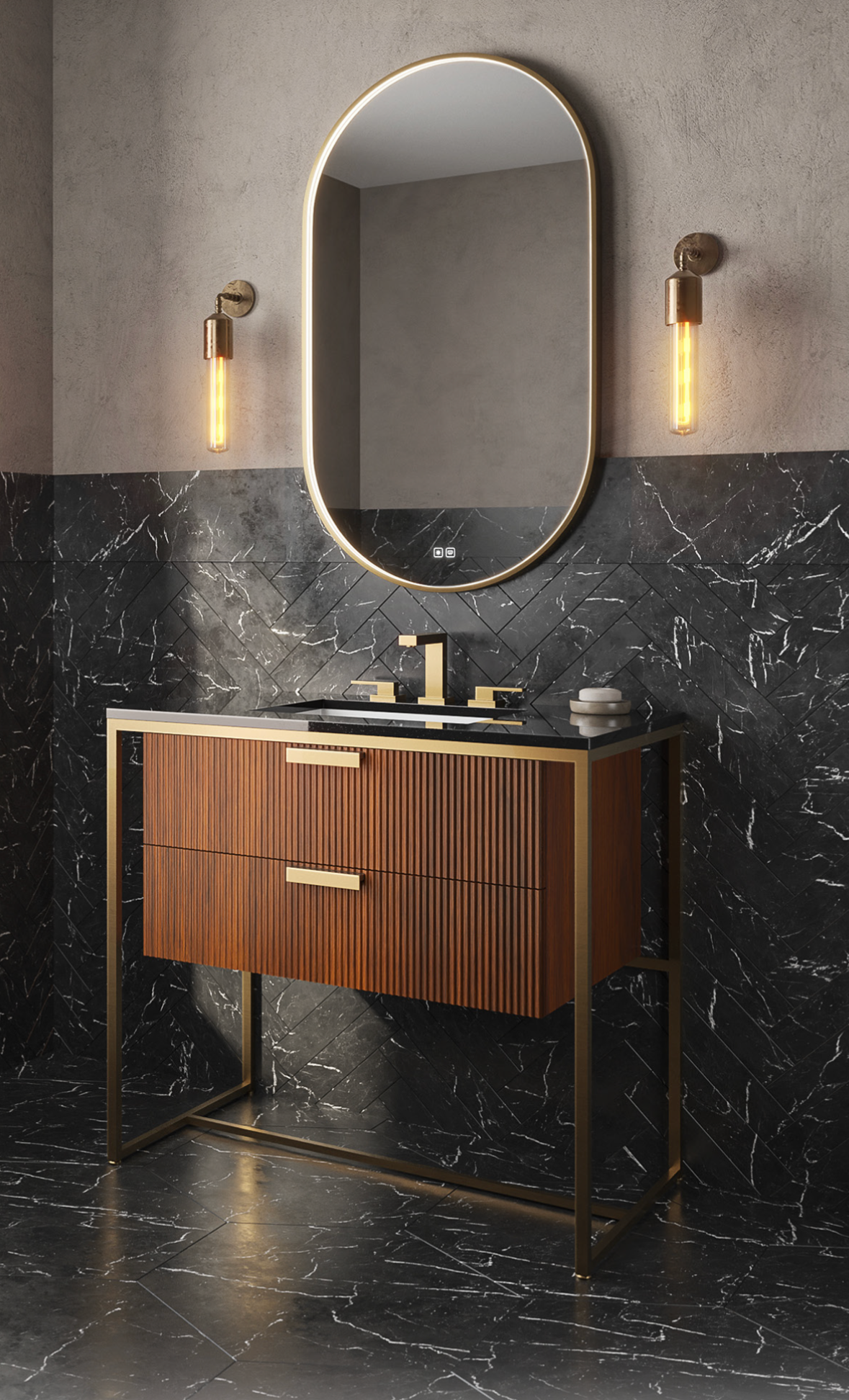 MADELI vanity with oval mirror